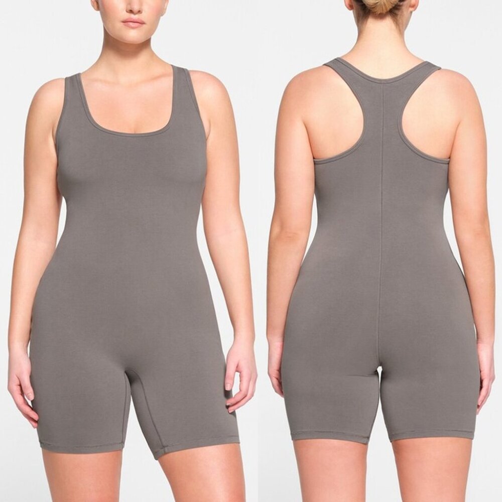 SKIMS Outdoor Mid Thigh Onesie Smoke Size Medium